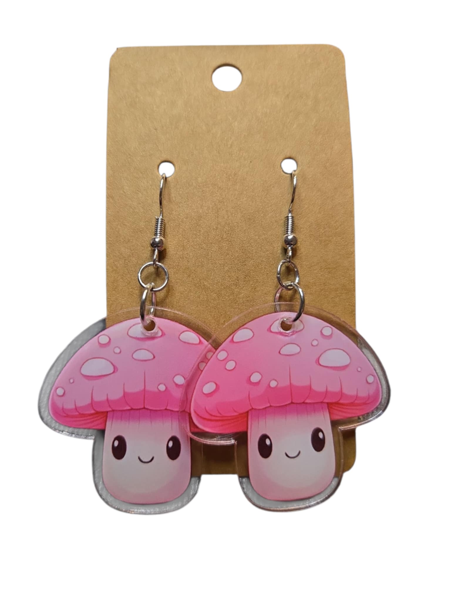 Mushroom Earrings - Pink - Style 1 *handmade*