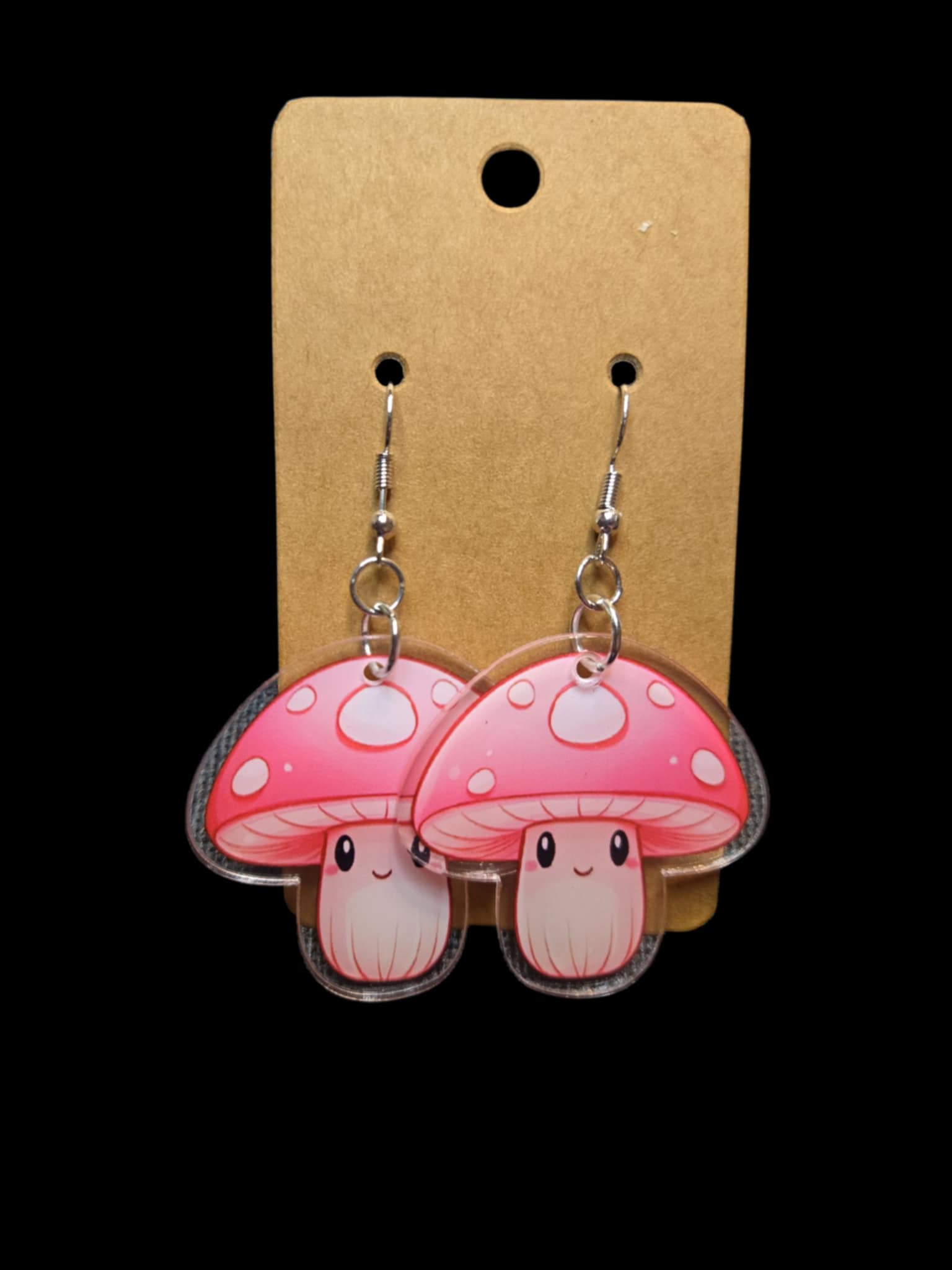 Mushroom Earrings - Pink - Style 2 *handmade*