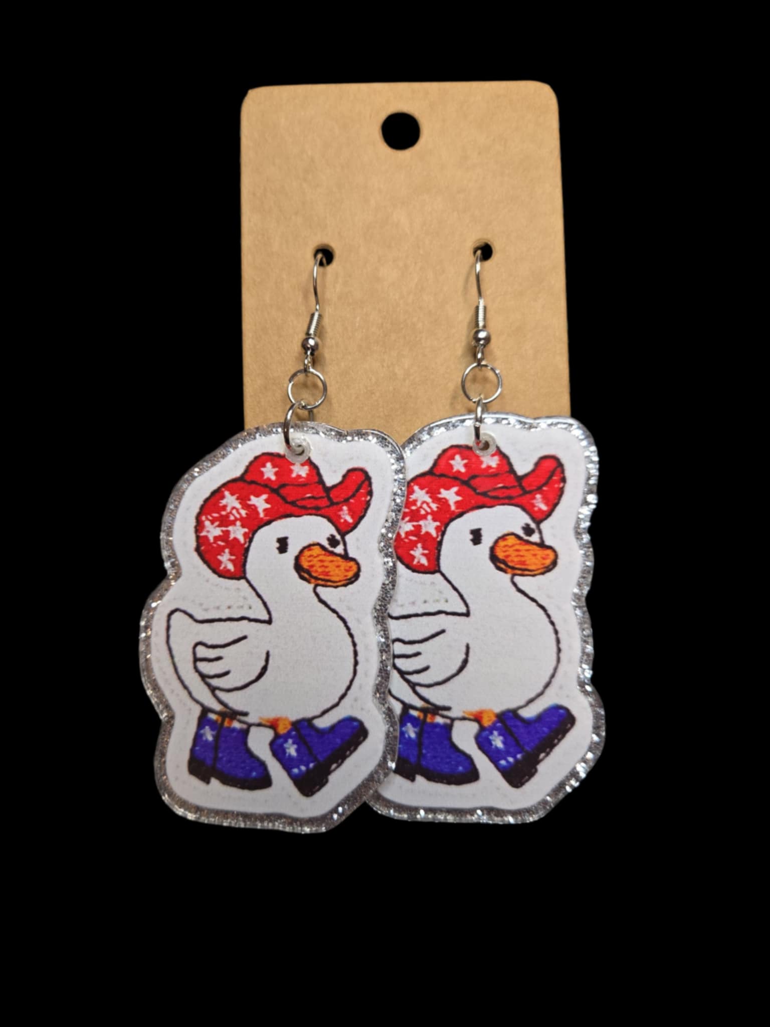 Americana Duck/Goose Cowboy Earrings *handmade*
