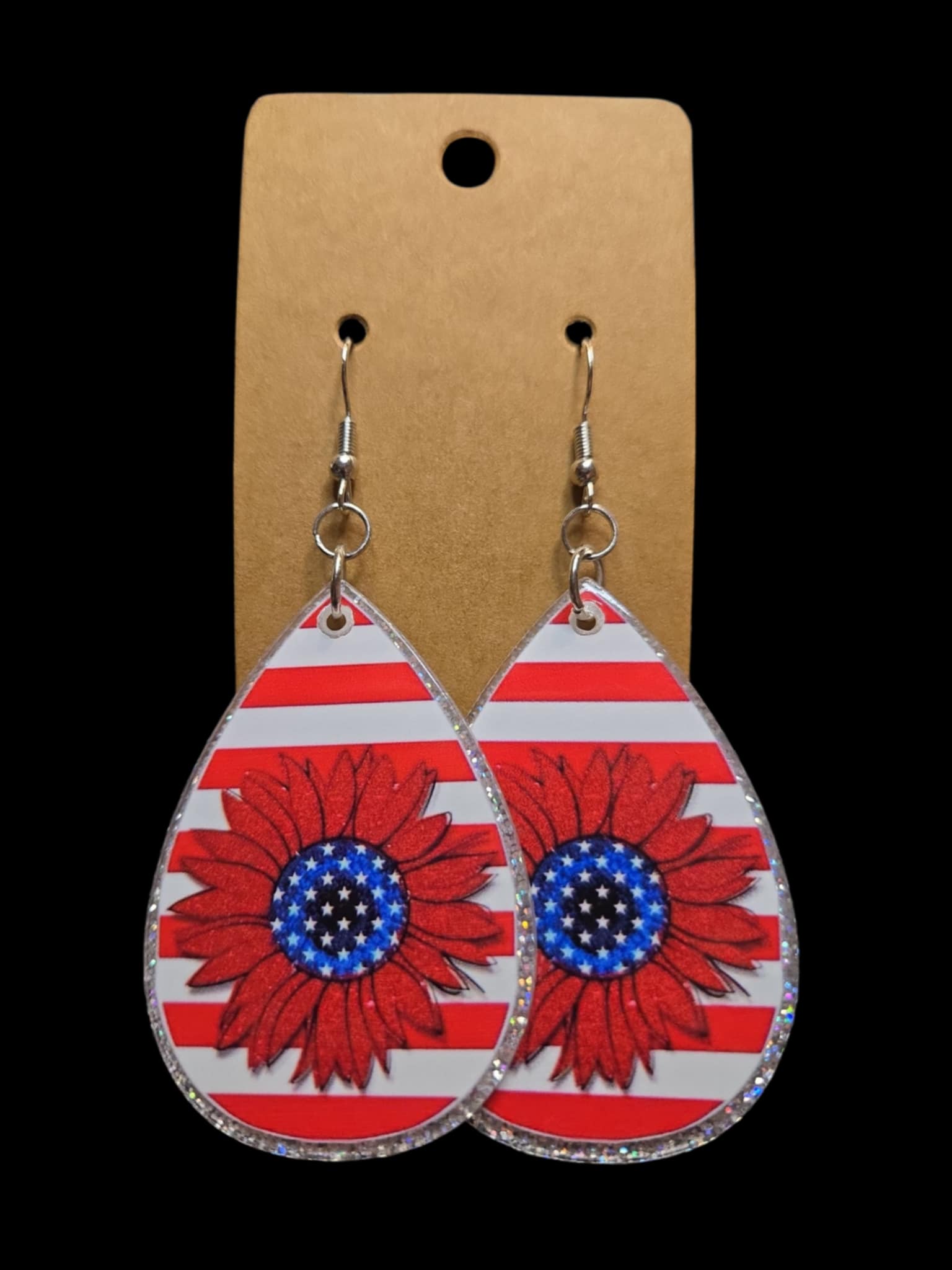 Americana Daisy Teardrop Earrings *handmade*