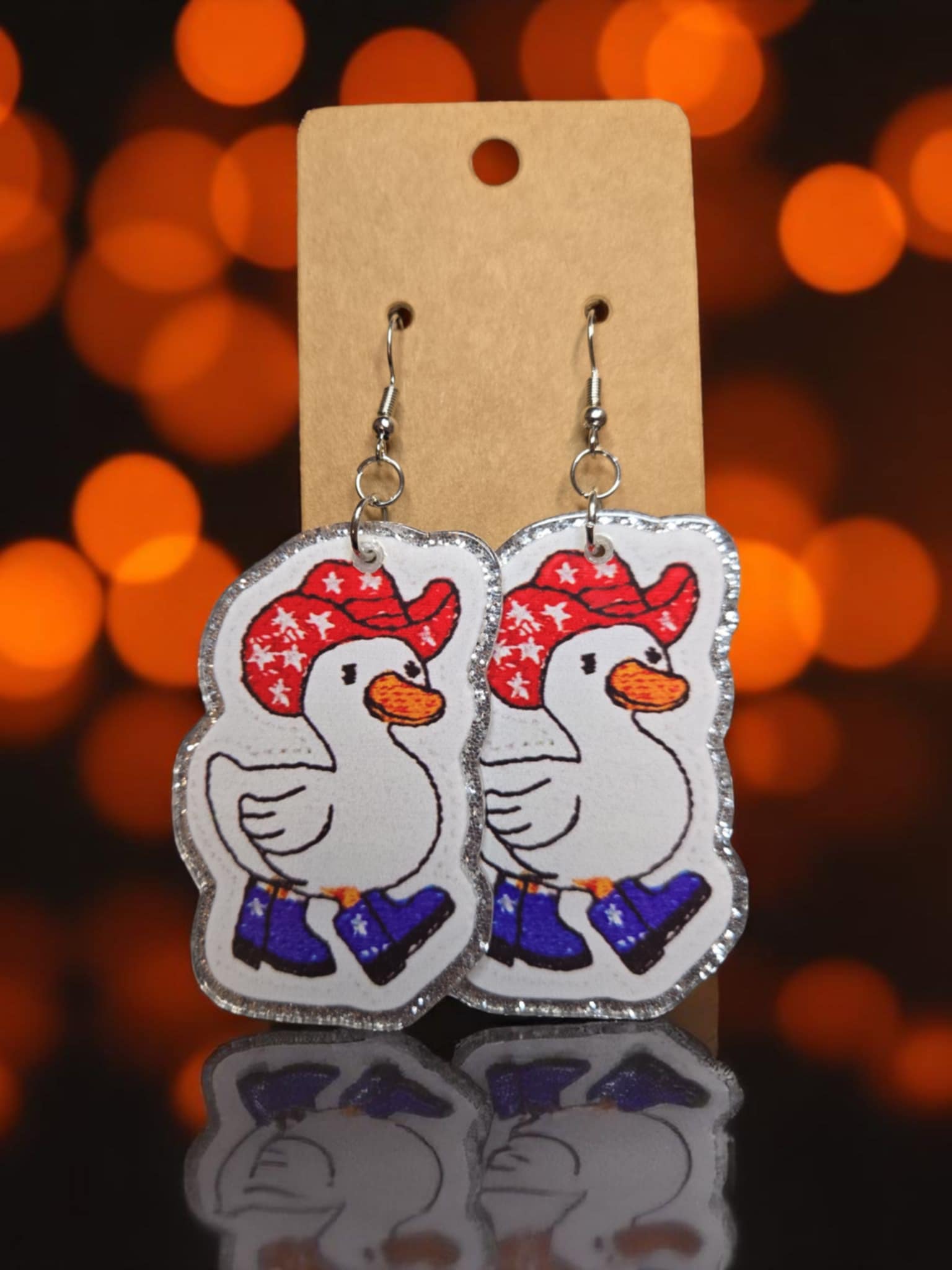 Americana Duck/Goose Cowboy Earrings *handmade*
