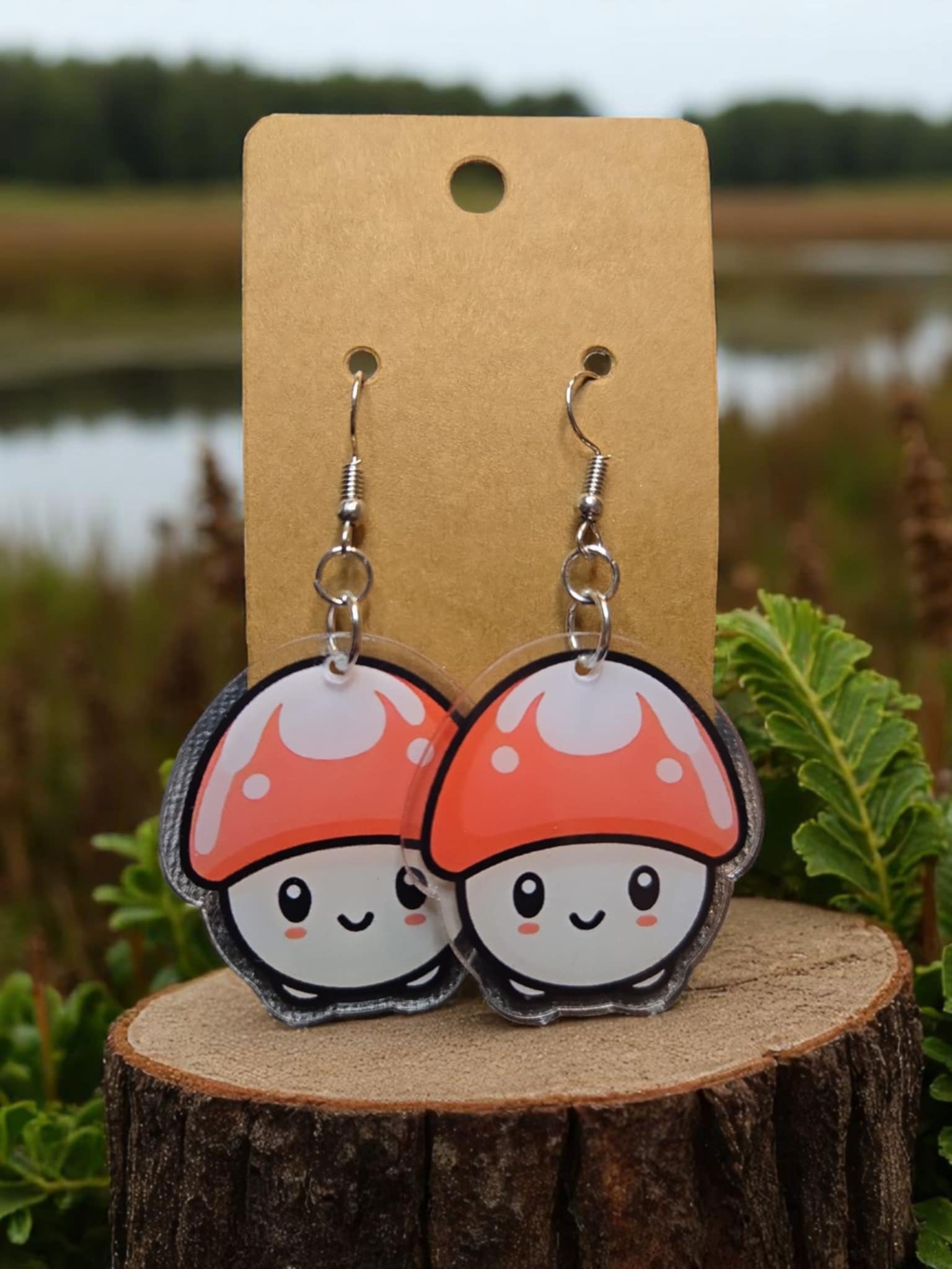 Mushroom Earrings - Red - Style 2 *handmade*