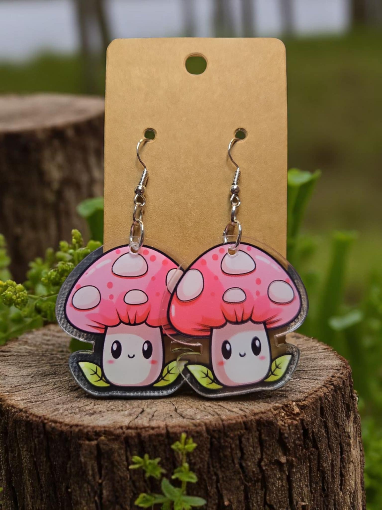Mushroom Earrings - Pink - Style 3 *handmade*