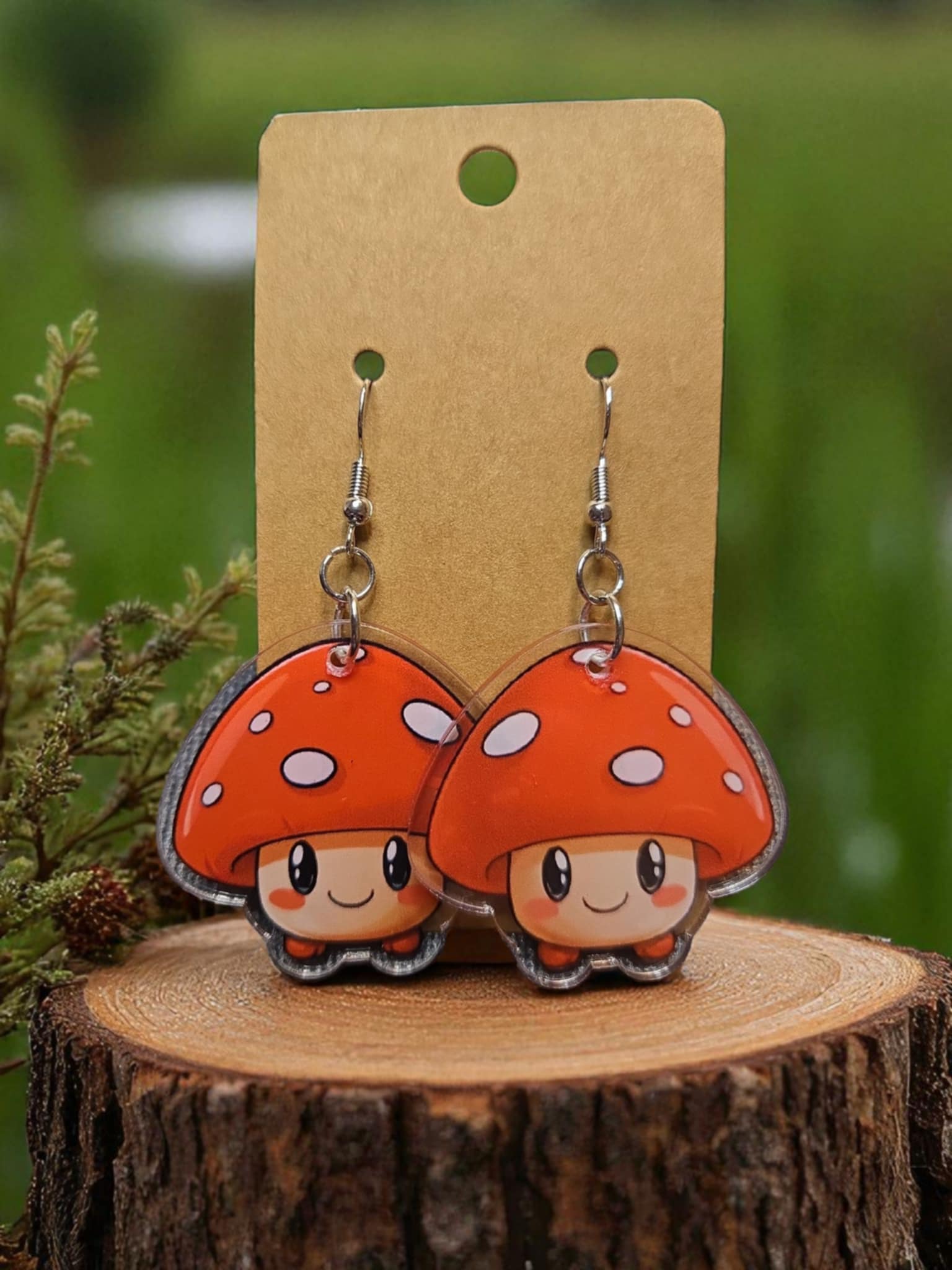 Mushroom Earrings - Red - Style 1 *handmade*